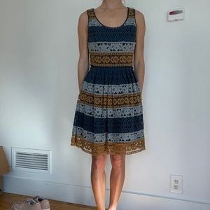 NWT Anthropologie blue crochet dress 0